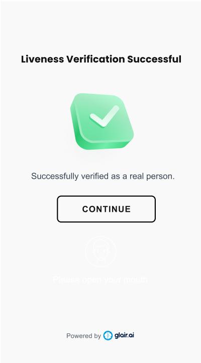 Passive liveness page: verification successful